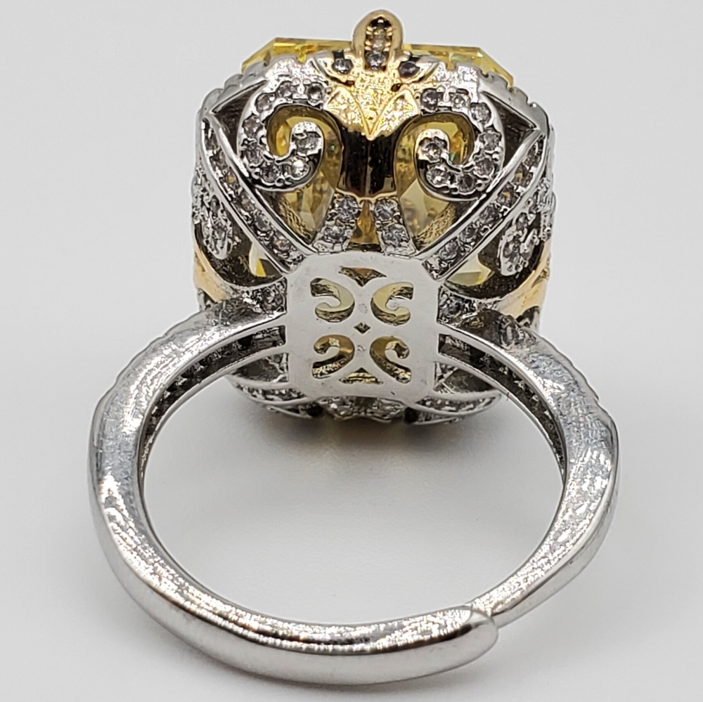 15CTW+ High Carbon Radiant Crushed Ice Lab Yellow Citrine High Czs S925 Ring - Picture 10 of 11